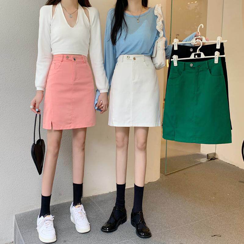 高腰开叉牛仔裙大码绿色中长裙夏薄胖mm粉色包臀A字半身裙短裙女,女装/女士精品,半身裙,淘宝优惠券,粉丝福利购,淘宝优惠卷