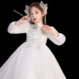 女童晚礼服轻奢小众高端儿童公主裙婚纱钢琴演出连衣裙加绒加厚冬