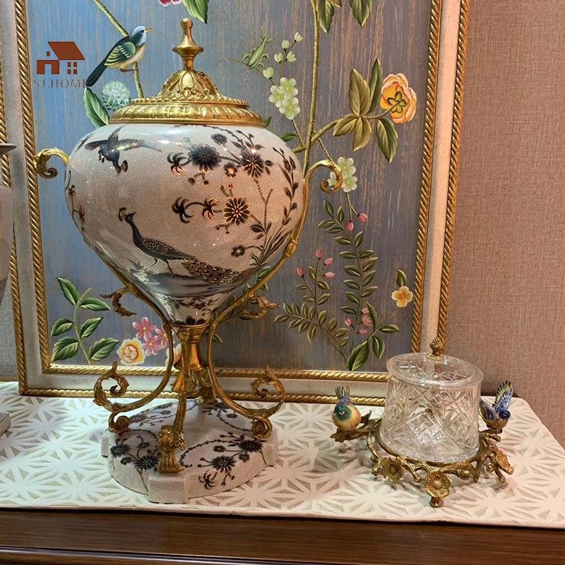 欧式美式家居饰品摆件陶瓷配铜装饰坐盘别墅软装壁炉饰品描金台灯,家居饰品,装饰坐盘/挂盘,淘宝优惠券,粉丝福利购,淘宝优惠卷