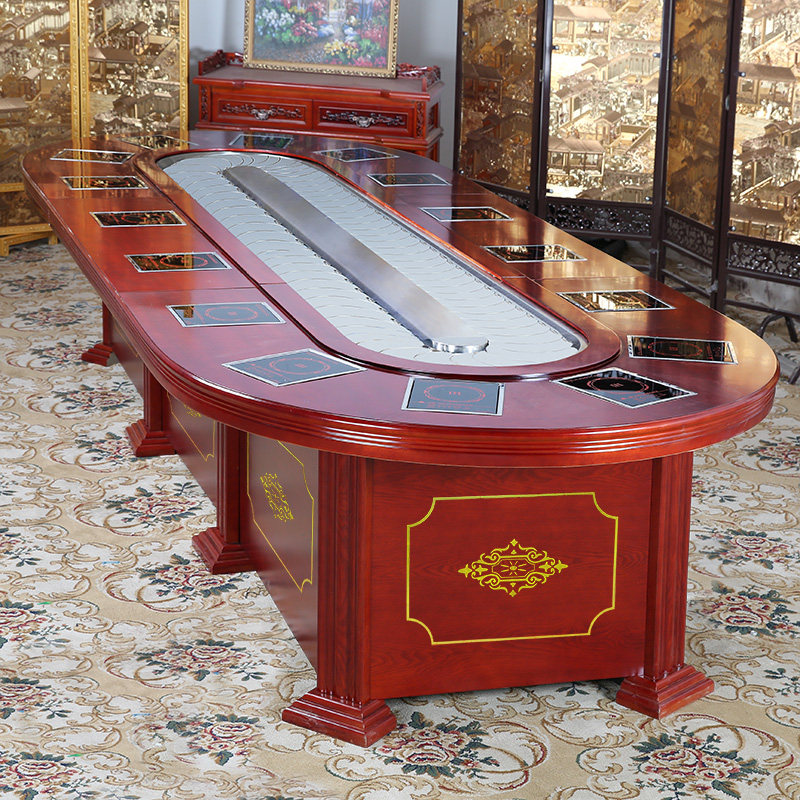 椭圆电动餐桌 条形电磁炉火锅桌 回转传送带旋转桌 小火锅长方形,住宅家具,板木餐桌,淘宝优惠券,粉丝福利购,淘宝优惠卷