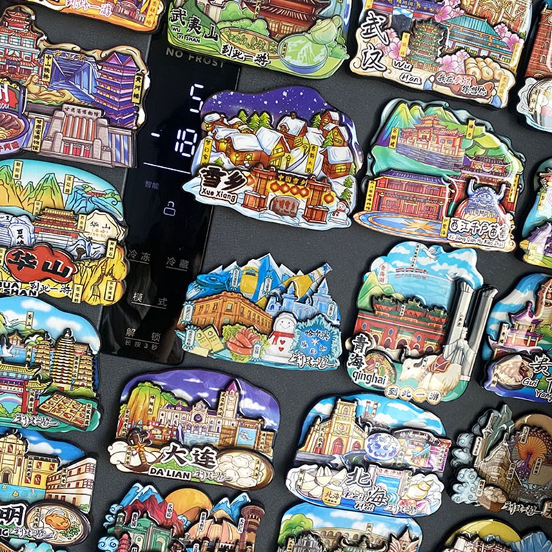 国潮木质哈尔滨旅游新款冰箱贴3d立体创意纪念品旅游城市磁吸装饰