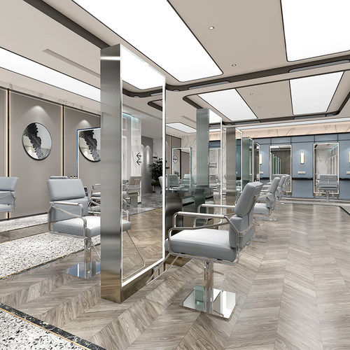 网红理发店镜台发廊专用烫染落地高清不锈钢美发店镜子双面镜潮款