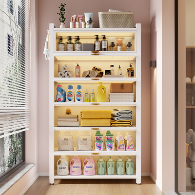 家用货架置物架带门多层防潮多功能阳台地下室储物柜收纳柜铁架子