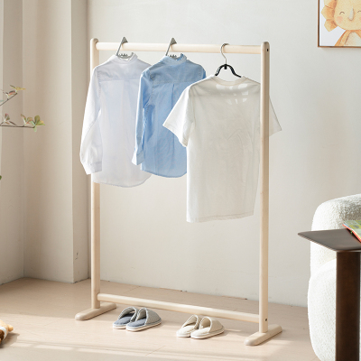 无意实木挂衣架落地卧室衣帽架家用简约收纳架室内不占地衣服架子