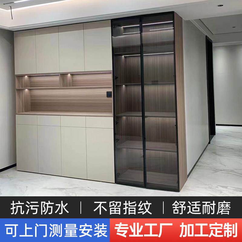 厨房简欧整体橱柜定制吸塑模压橱柜门板定做简约晶钢板橱柜定制
