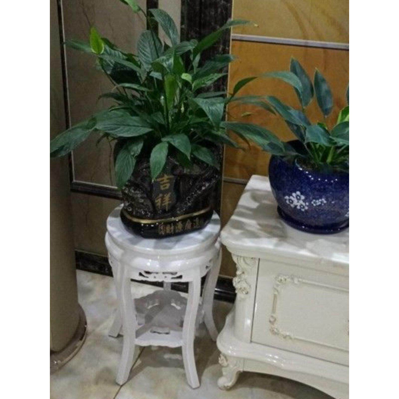 欧式花架实木白色客厅家用落地木质架子圆形多层盆景花盆整装包邮