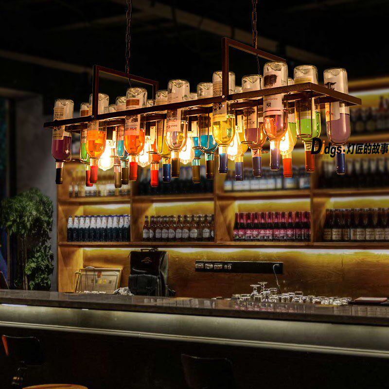 火锅店酒吧吧氛围装饰创意个性复古工业风吧台玻璃酒瓶吊灯,家装灯饰光源,酒店/宴会厅/餐饮吊灯,淘宝优惠券,粉丝福利购,淘宝优惠卷