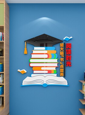 图书馆立体墙画读书角阅读室装饰布置班级教室文化背景墙