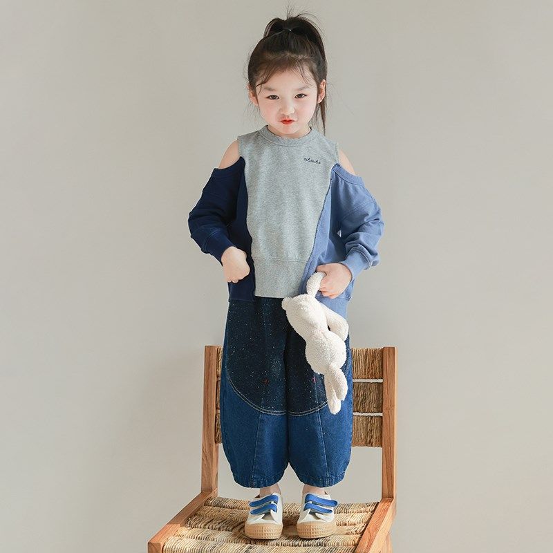 utouto大耳象女童彩点拼接牛仔裤2024春季新款儿童时髦个性裤子,童装/婴儿装/亲子装,儿童牛仔裤,淘宝优惠券,粉丝福利购,淘宝优惠卷