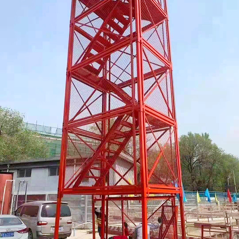 桥梁基坑组装式安全梯笼建筑施工上下行人爬梯箱式墩柱安全防护笼