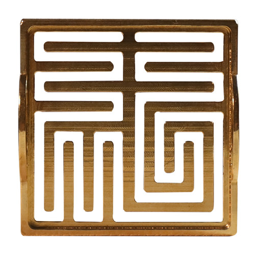 福禄寿喜 正方形香篆黄铜打香篆香道工具套组用品双耳篆模香印6cm