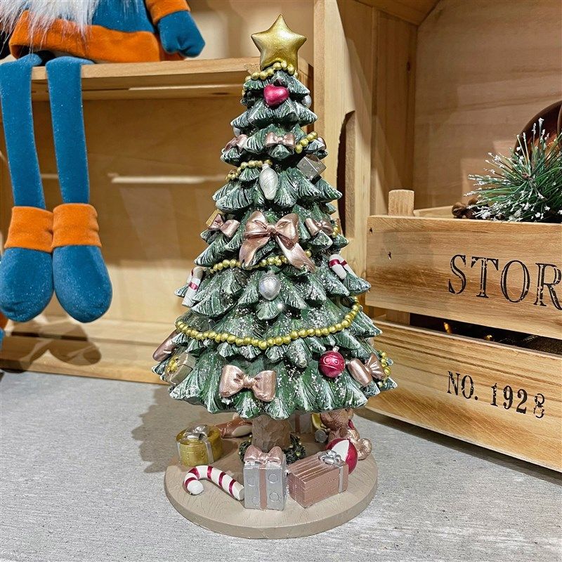 定制款可旋转圣诞树音乐盒发条八音盒雪花水晶球圣诞节装饰品礼物