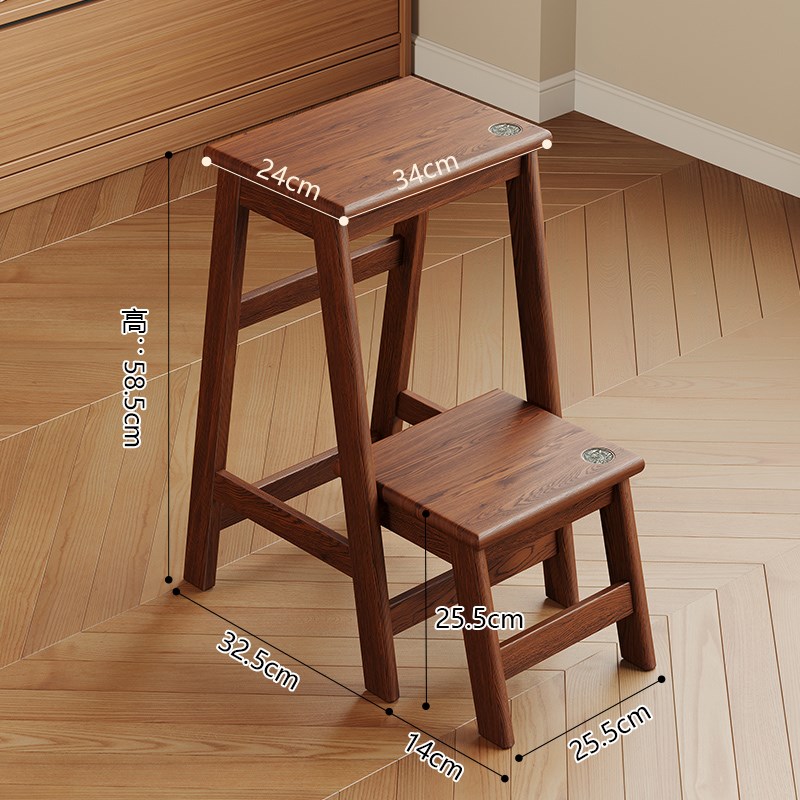 家用梯凳折叠梯人字梯加厚实木梯椅凳子两用登高楼梯小梯子置物架