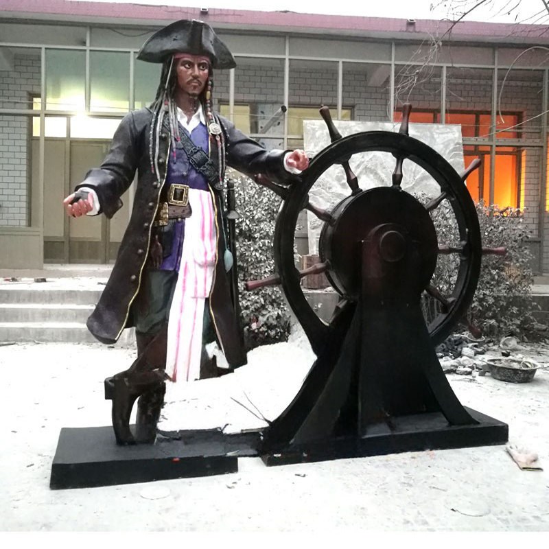 2017新款杰克船长雕塑加勒比海盗玻璃钢摆件酒吧饭店门口迎宾模型