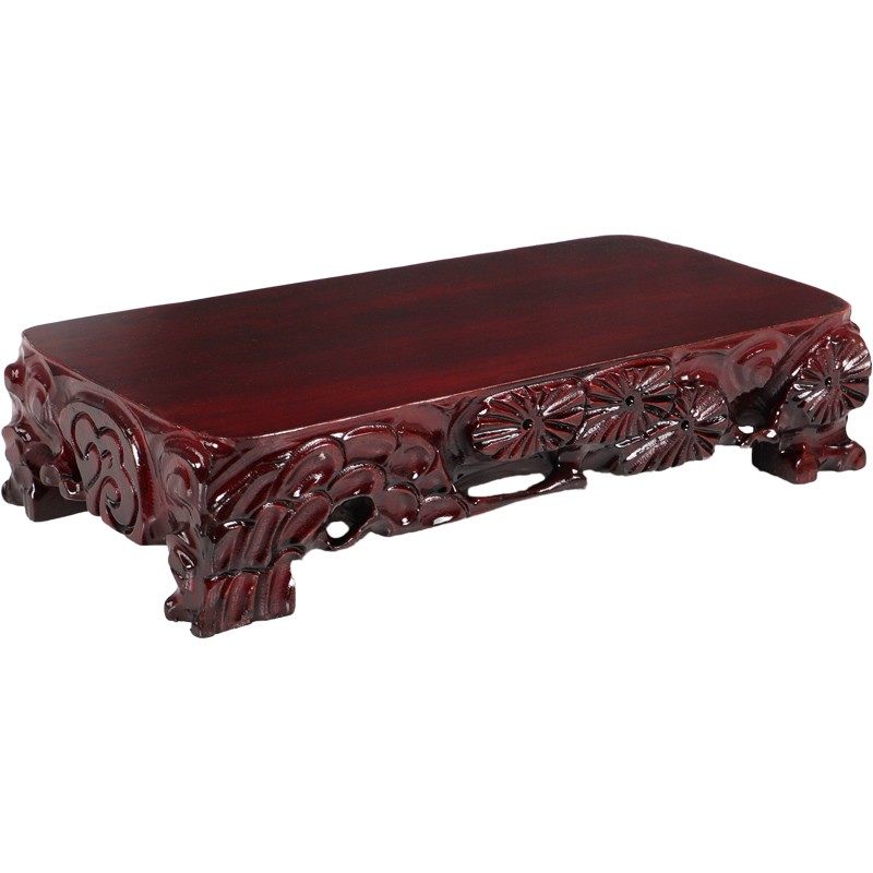 实木实心整料大尺寸长方形奇石根雕底座大承重可挖槽盆景雕像底托