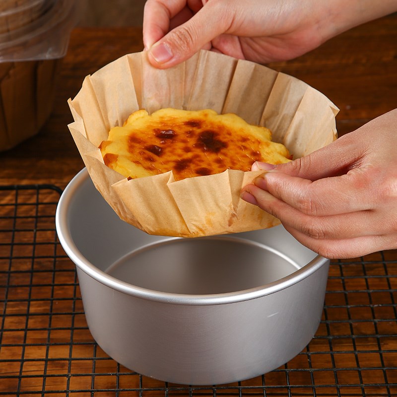 巴斯克纸托4/5/6/8寸/芝士蛋糕油纸烘焙甜品防油包装纸免折叠模具