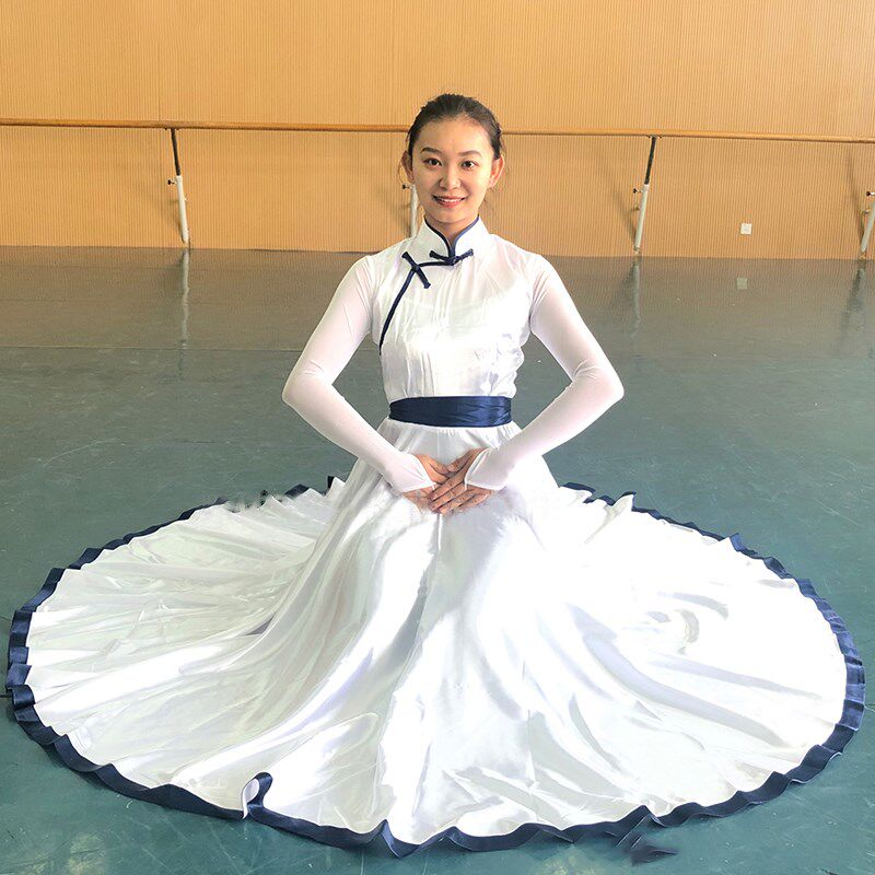 新款蒙古舞蹈演出服少数民族表演服装艺考女蒙族舞大摆裙长裙定制
