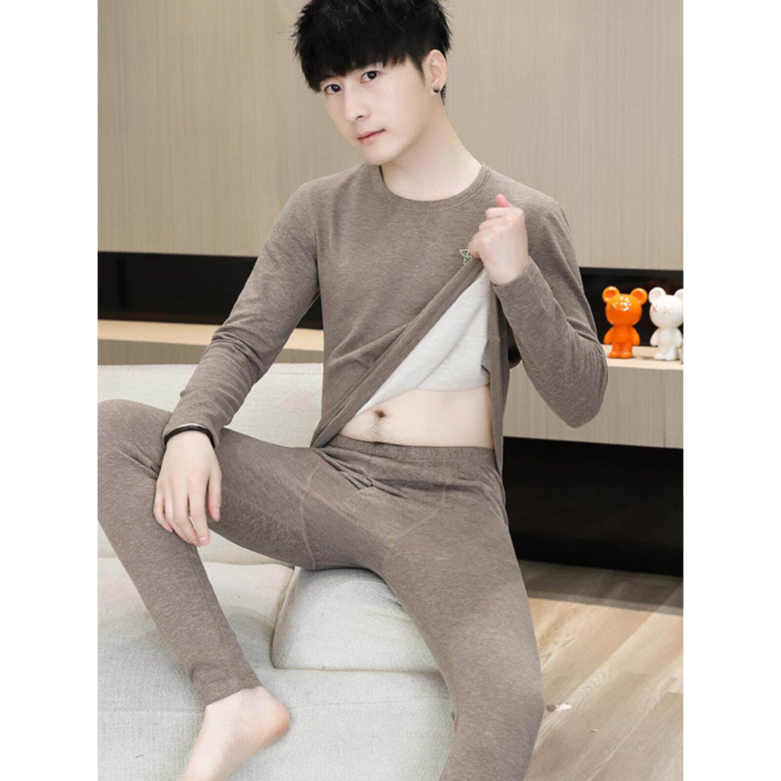 德绒保暖内衣套装2025秋冬季加绒男士德容打底衫男款德荣秋衣秋裤