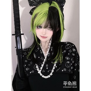 平角熊假发女长发网红春野樱里个性风甜酷挑染长直发jk全头套
