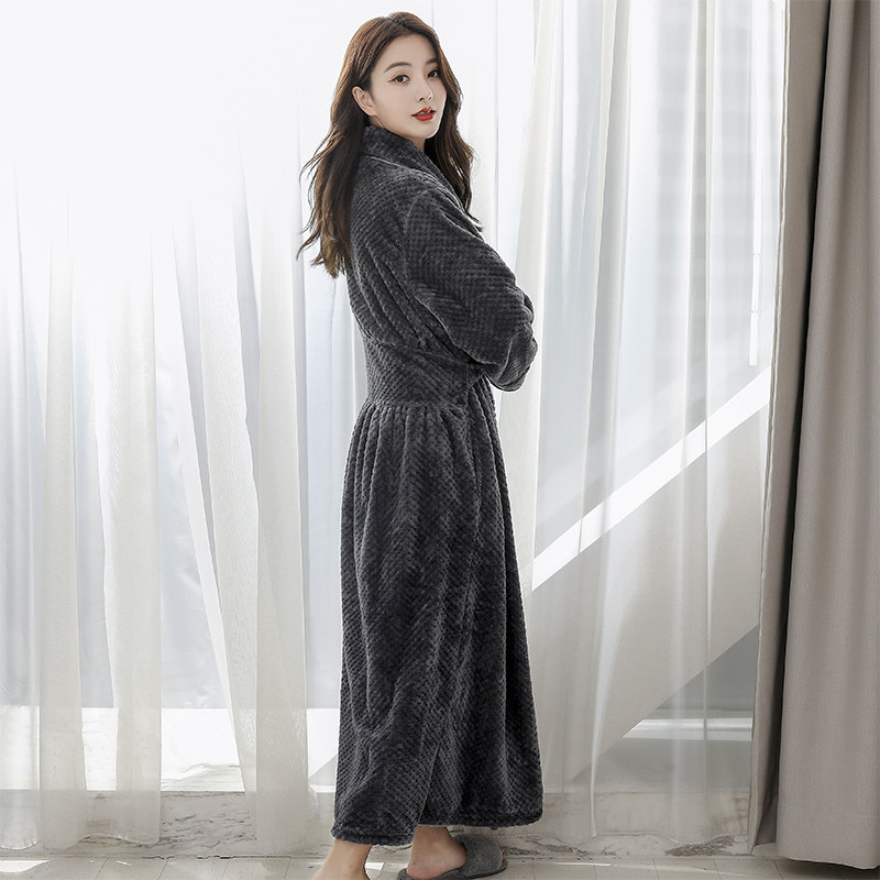 长款珊瑚绒睡袍女冬修身一体式浴袍男双面加绒加厚防寒保暖睡衣女,女士内衣/男士内衣/家居服,睡袍/浴袍,淘宝优惠券,粉丝福利购,淘宝优惠卷