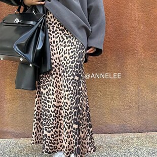 韩国东大门a字半身裙梨型身材遮胯高腰显瘦包臀鱼尾裙复古豹纹裙