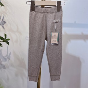 晚安吻儿童蚕丝条纹高腰中厚磨绒发热男女孩保暖裤棉裤秋裤23186