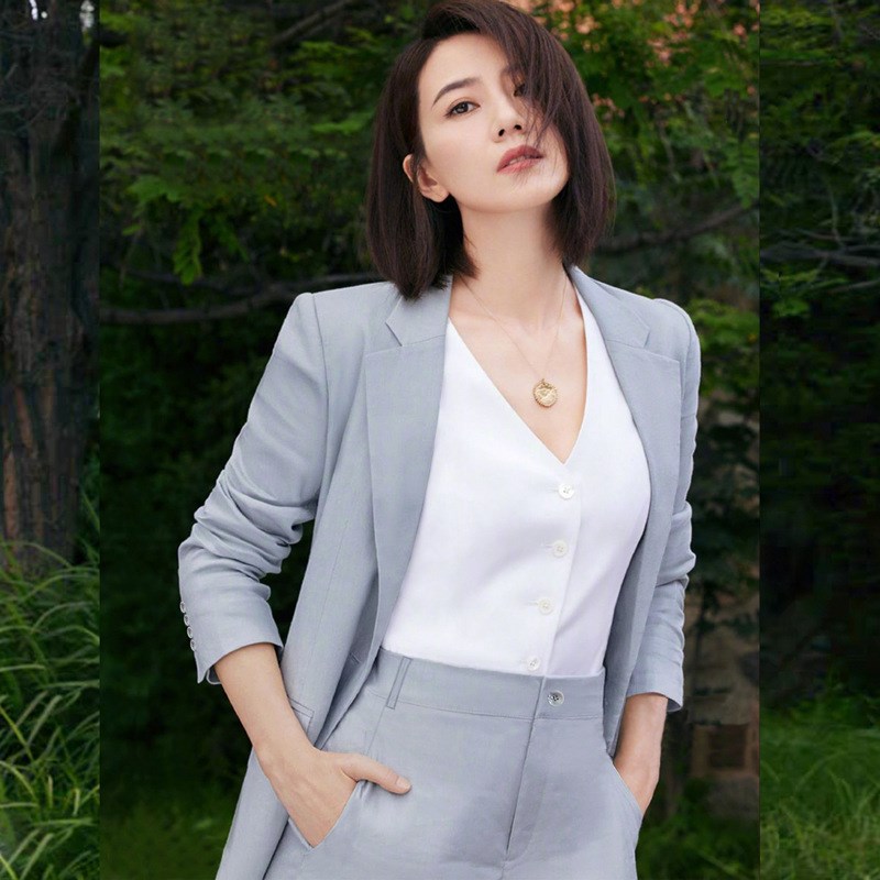 加大码女装薄款七分袖西装外套胖mm显瘦收腰防晒衫西服小脚裤套装