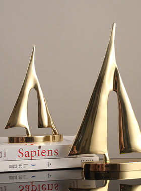 轻奢纯铜一帆风顺帆船摆件老板领导办公室办公桌装饰品电视柜摆设