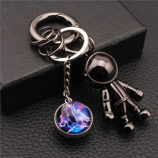 个性创意十二星座钥匙扣男女太空人汽车钥匙挂件金属锁匙扣网红