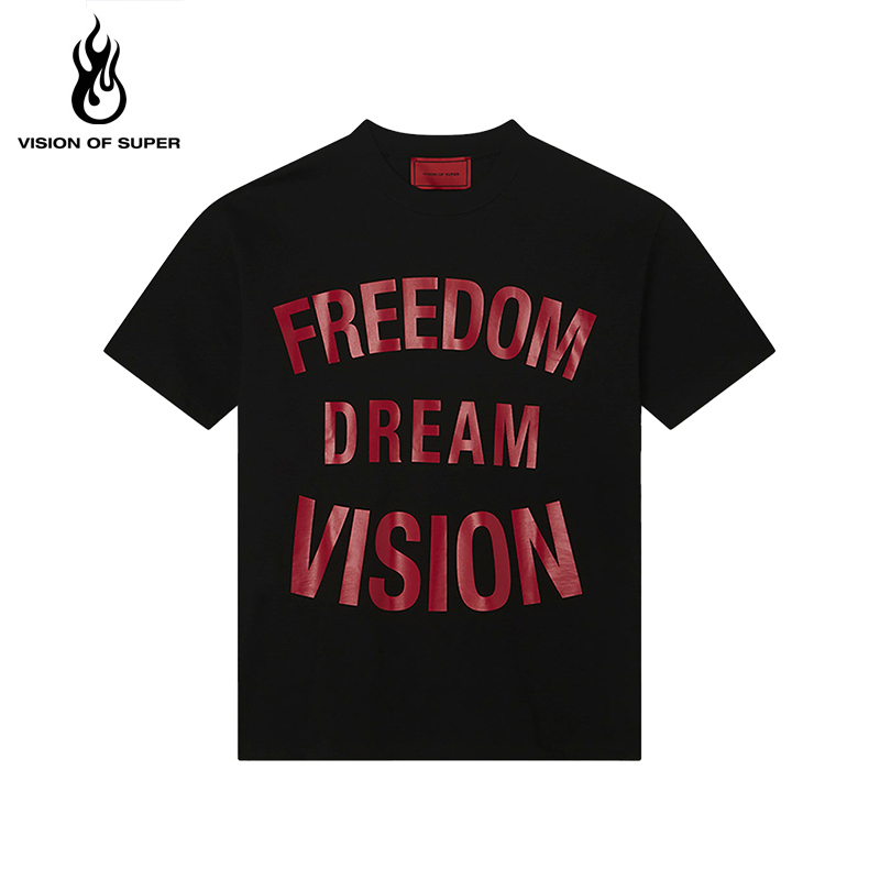 VOS新款字母印花宽松落肩短袖T