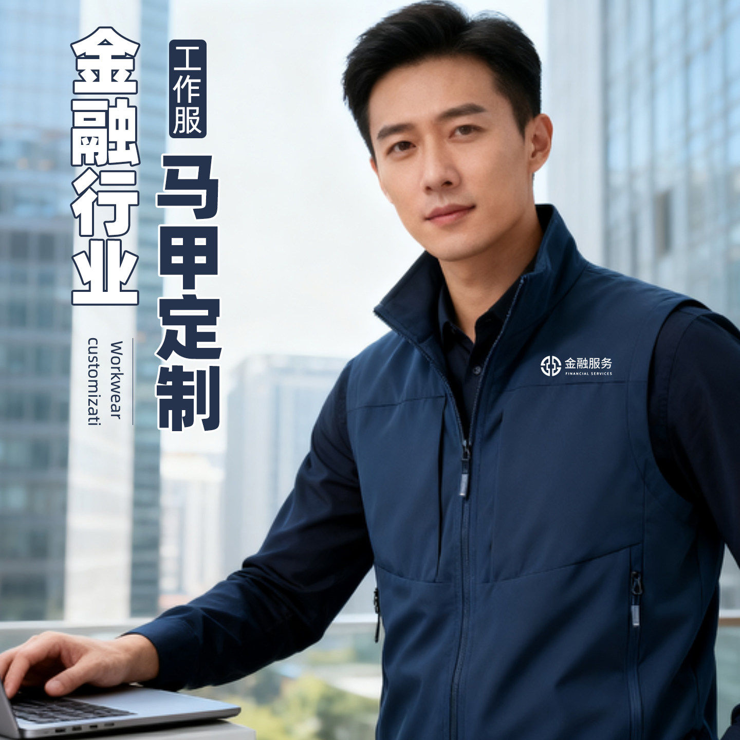 金融行业工作服马甲定制印logo高端防静电立领背心行政企业团队服