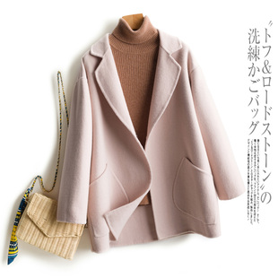 20秋新款双面羊绒大衣女中长款高端韩版小个子毛呢外套呢子短款