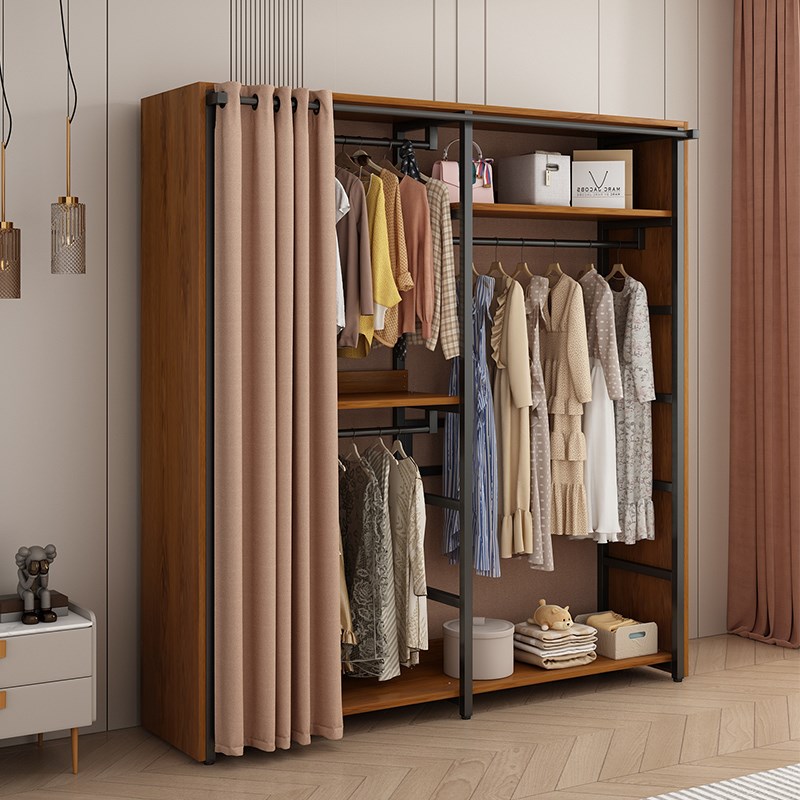 开放式衣帽架落地卧室挂衣架小户型置物架组装衣帽间衣柜储物柜子
