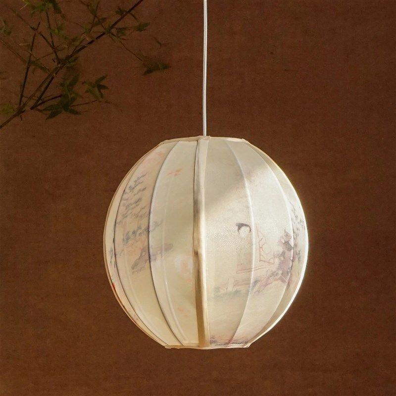 物几空间新中式美学无事挂心头球型灯笼简约布艺书房卧室茶室吊灯