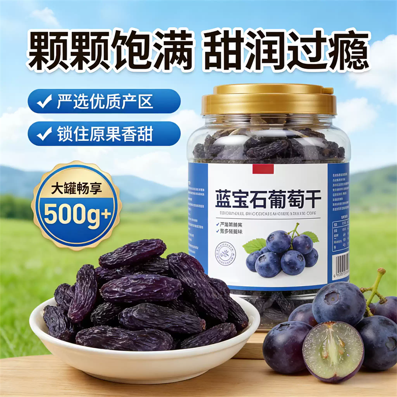 蓝宝石葡萄干新疆特级超大新货美人指金手指免洗葡萄干官方旗舰店