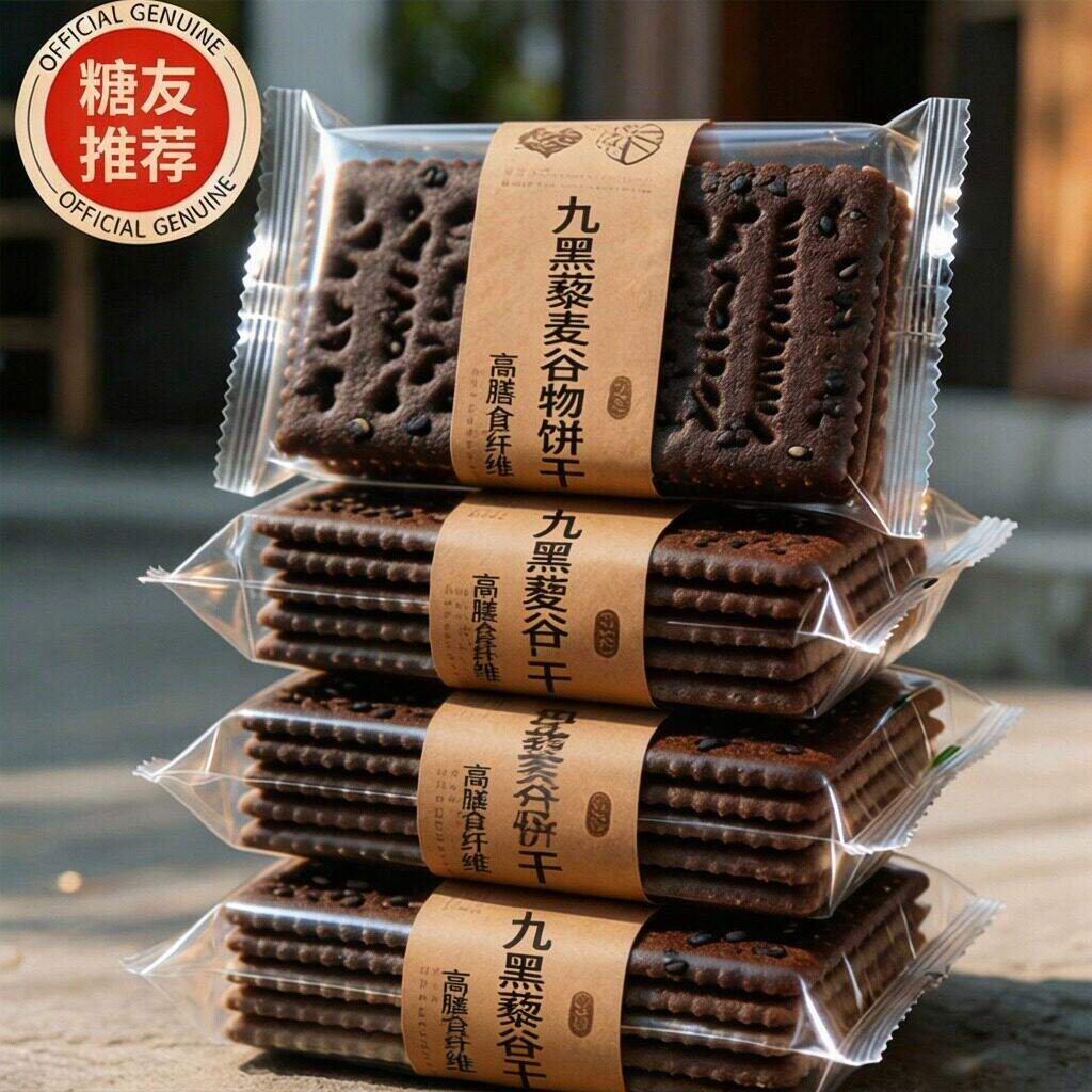无蔗糖九黑藜麦谷物无糖饼干全麦粗粮养胃饼干孕妇糖尿人高纤零食
