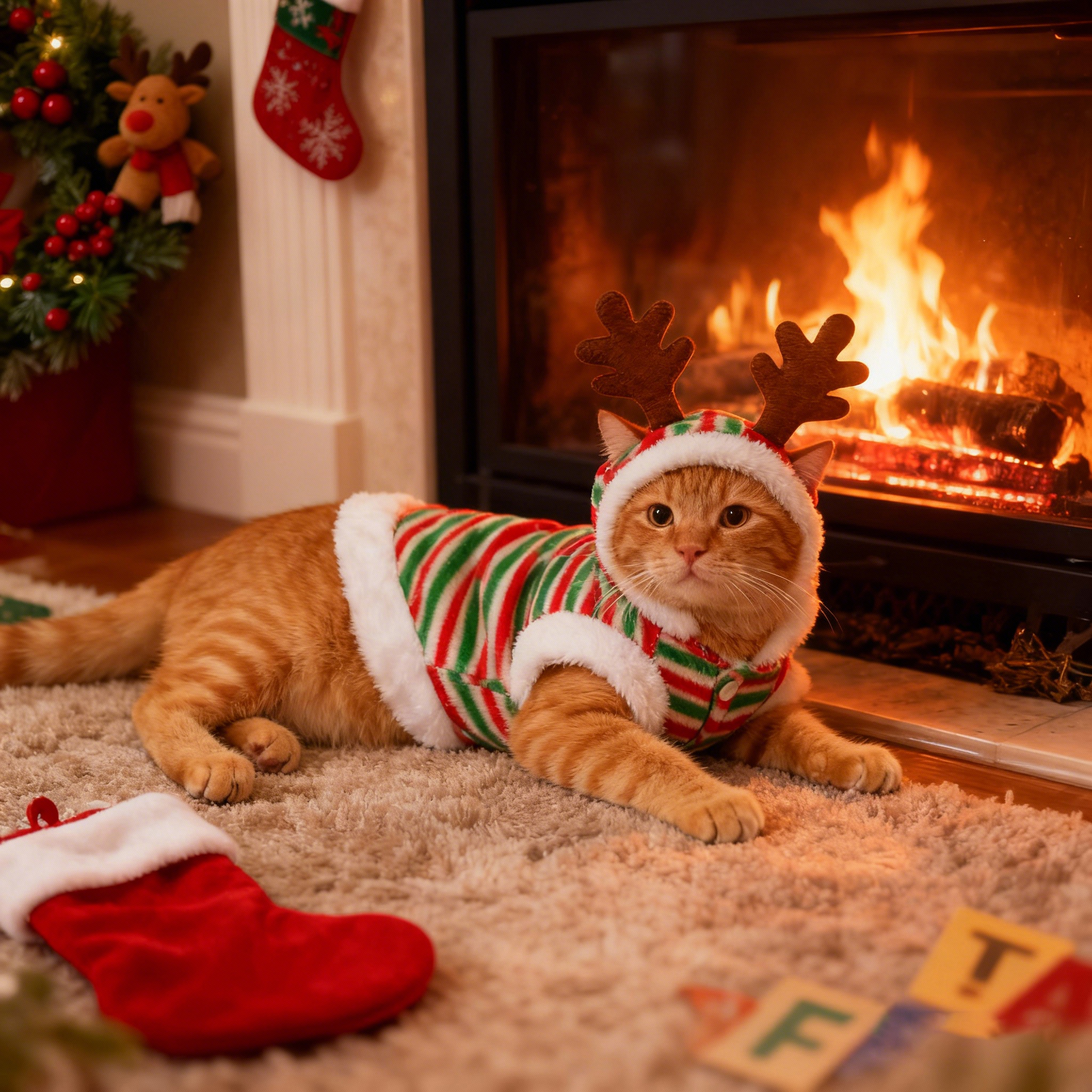 圣诞节麋鹿角保暖宠物衣服小中型狗狗猫咪泰迪法斗绒装饰