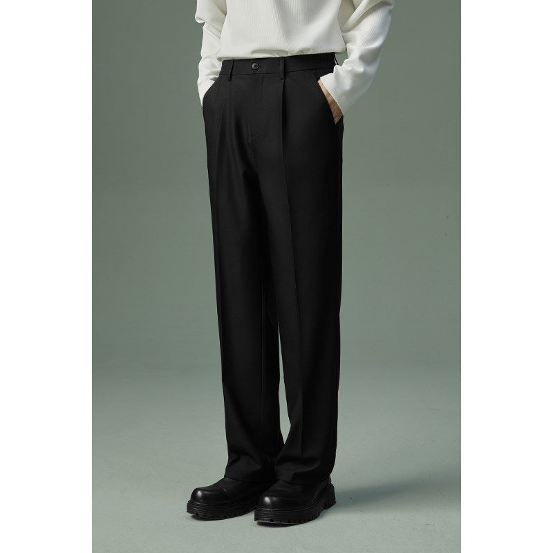 w2x春秋季新款直筒宽松休闲裤男垂坠感小西装裤高级感百搭长裤子