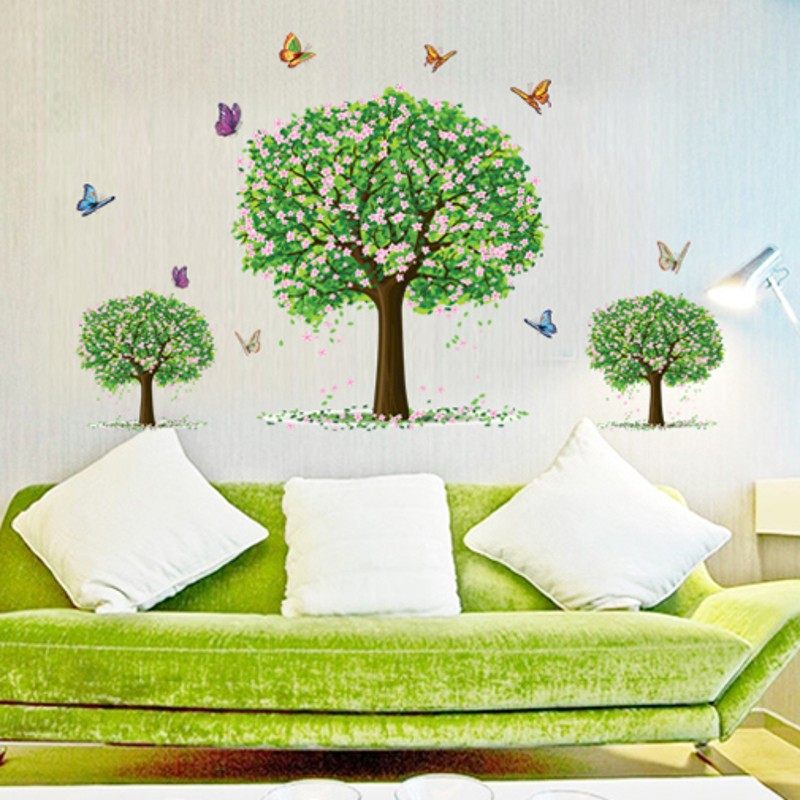 创意墙上贴画卧室床头背景房间客厅墙壁贴纸寝室宿舍装饰绿树绿叶,家居饰品,软装墙贴,淘宝优惠券,粉丝福利购,淘宝优惠卷