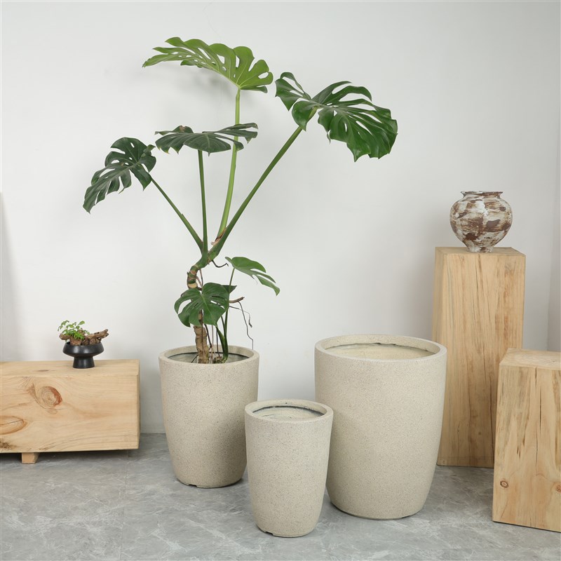 北欧极简镁泥花盆落地客厅大码高档水泥细高大盆栽绿植特大号种树