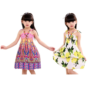 亲子装连衣裙2018新款母女装夏季裙子海边度假吊带裙棉绸沙滩裙