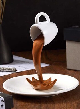 高档咖啡流水创意马克杯摆件房间装饰品艺术恶搞小摆件高级感小众