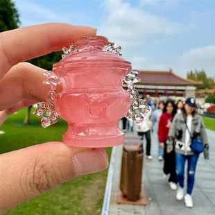 南博文创小粉炉冰箱贴装饰品芙蓉石蟠螭耳炉旅游纪念品收藏品礼物