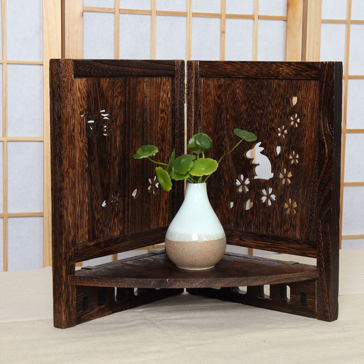 实木仿古小屏风桌面装饰摆件中国风中式隔断小架子收纳置物架花架