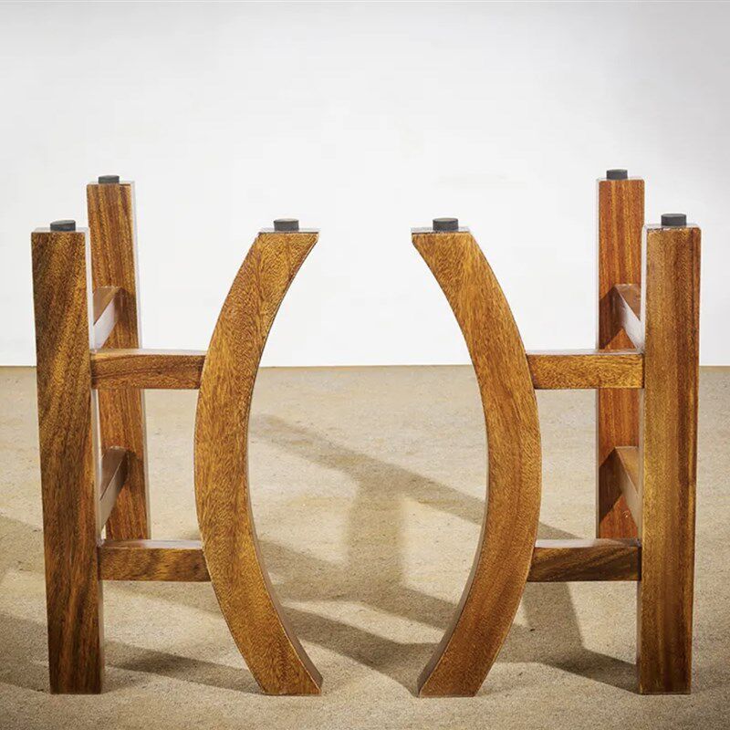 奥坎实木桌腿胡桃木茶桌桌腿茶板茶台餐桌书桌支架黑檀三脚架简约