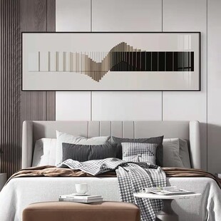 轻奢意式横版卧室装饰画高级感房间主卧床头挂画极简抽象客厅壁画