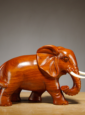 实木质雕刻一对大象摆件花梨木象家居客厅摆设电视柜装饰工艺礼品