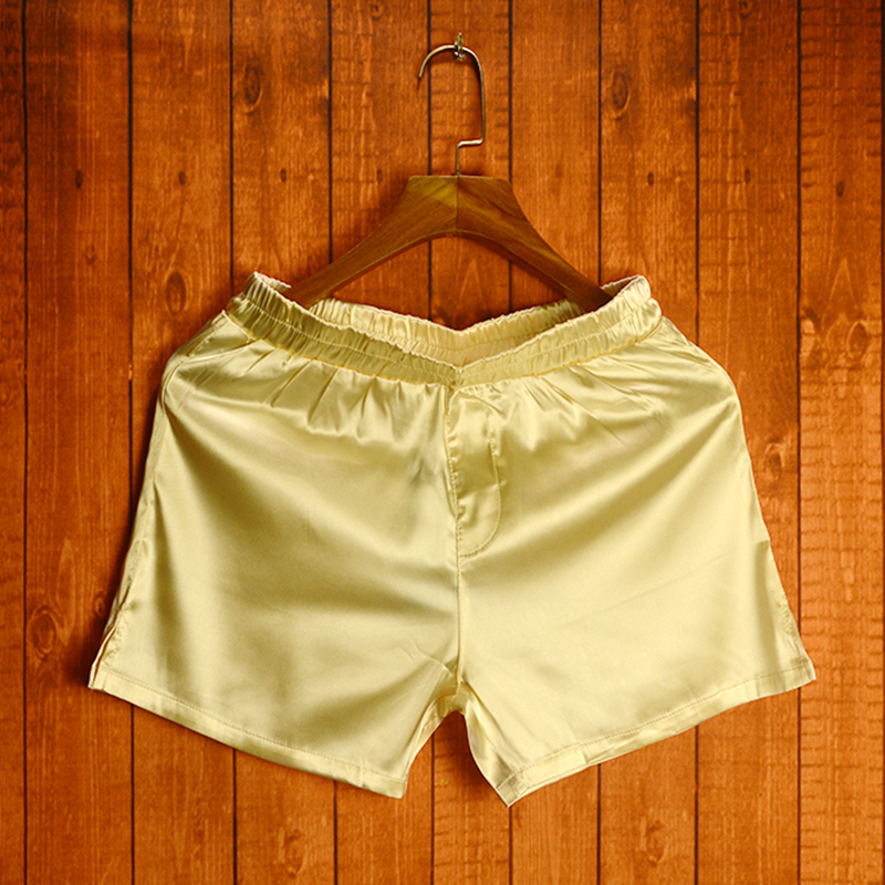 高档丝质家居短裤男薄款 性感三分裤光料绸缎透气宽松阿罗裤睡裤