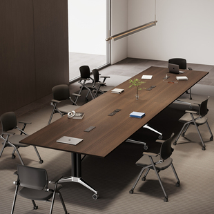 可移动折叠会议桌长条桌培训桌直播桌插排拼接办公学习桌子带轮子