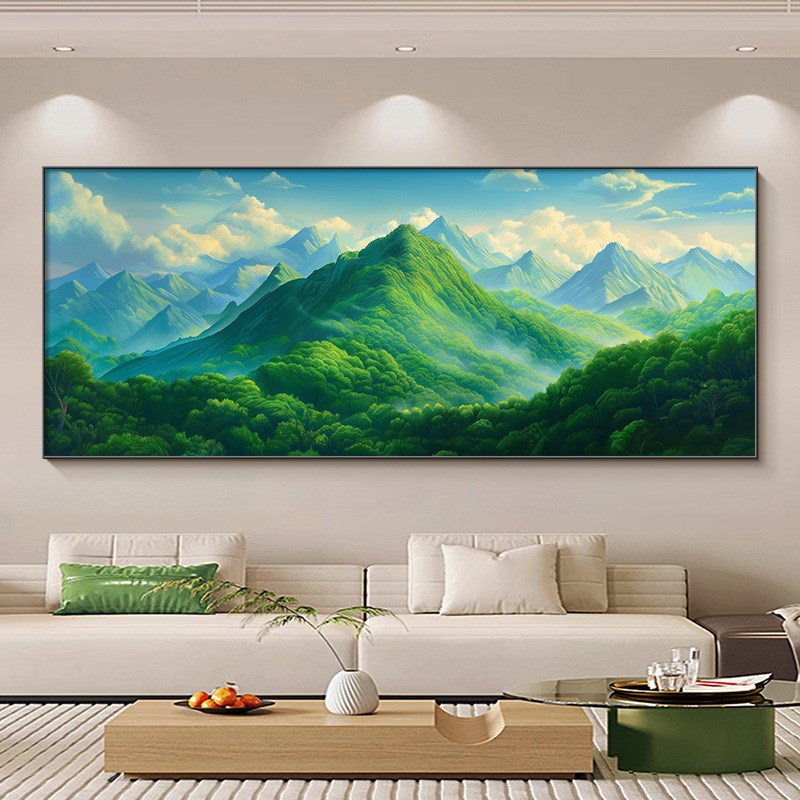 背有靠山客厅装饰画青山图有山无水沙发背景墙挂画现代简约靠山图
